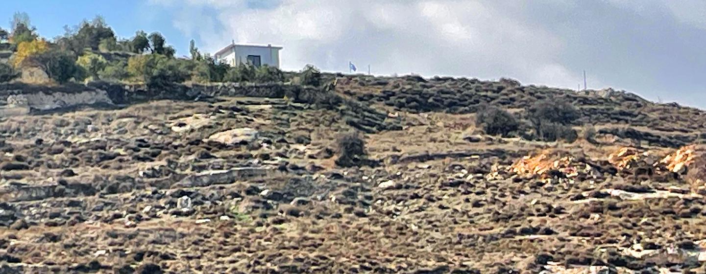 Settlers installed a caravan on a Palestinian family's land in Khalet Al Luza, West Bank. Settlers installed a caravan on a Palestinian family's land in Khalet Al Luza, West Bank.