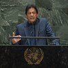 时任巴基斯坦总理伊姆兰·汗在联合国大会第七十四届会议一般性辩论中发言。（2019年9月27日）