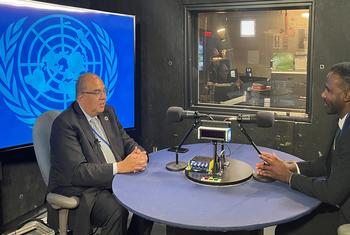 الدكتور محمود محيي الدين، مبعوث الأمم المتحدة المعني بتمويل التنمية المستدامة خلال حوار مع أخبار الأمم المتحدة في نيويورك.