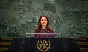 Ambassador Christina Markus Lassen of Denmark addresses the general debate of the General Assembly's 80th session.