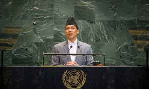 Ambassador Lok Bahadur Thapa of Nepal addresses the general debate of the General Assembly's 80th session.