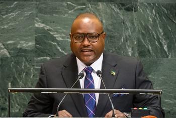 Mulambo Haimbe,  Waziri wa Mambo ya Nje na Ushirikiano wa Kimatiafa wa Zambia, akihutubia mjadala mkuu wa mkutano wa 80 wa Baraza Kuu la UN.