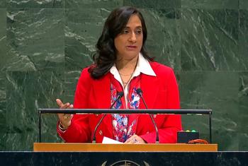 加拿大外交部长安妮塔·阿南德在联合国大会第八十届会议一般性辩论中发言。