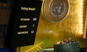 UN General Assembly votes on the draft resolution on the necessity of ending the economic, commercial and financial embargo imposed by the United States against Cuba.