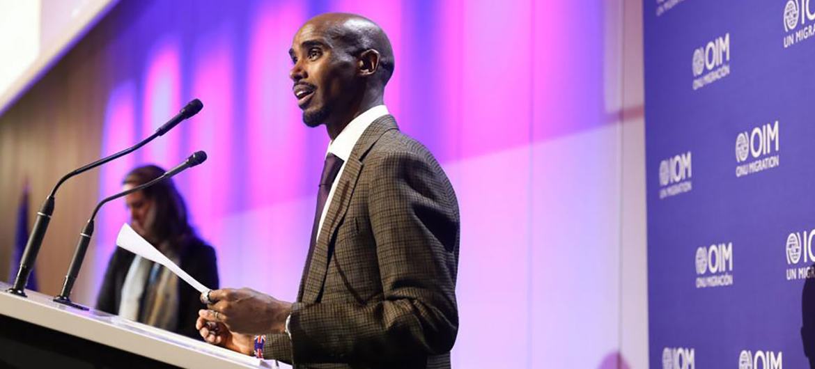L'athlète britannique d'origine somalienne Mo Farah, quadruple champion olympique en fond et demi-fond, devient le premier ambassadeur de bonne volonté de l’OIM.