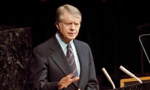 President Jimmy Carter addressing delegates in the General Assembly Hall at UNHQ in New York. (1977)