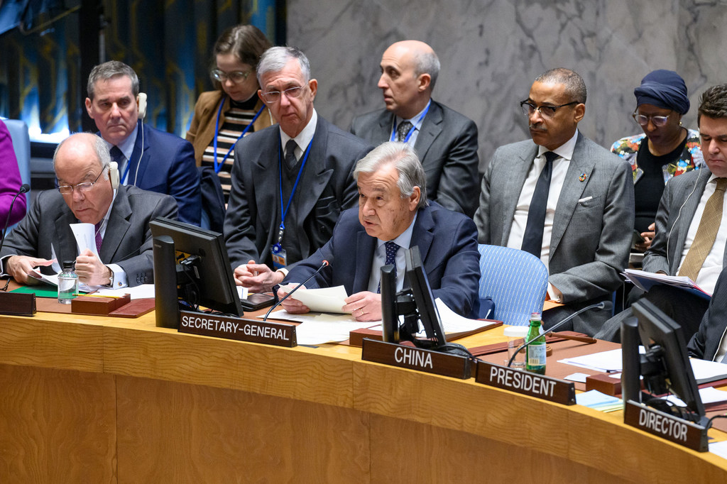El Secretario General de a ONU, António Guterres, en el Consejo de Seguridad.