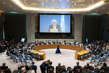 联合国中东和平进程特别协调员文内斯兰通过视频连线在安理会发言。