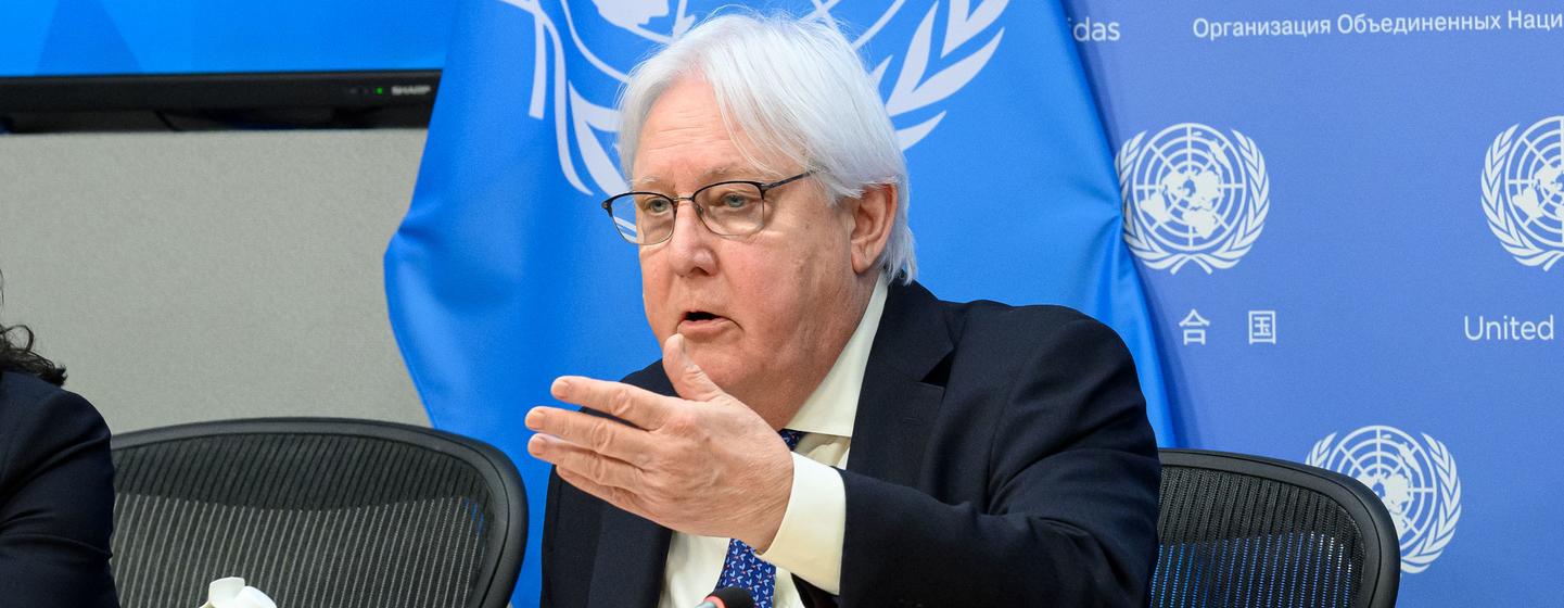 Martin Griffiths, Secrétaire général adjoint aux affaires humanitaires et Coordonnateur des secours d'urgence, informe les journalistes au Siège de l'ONU à New York après une visite en Afghanistan en janvier (archives).