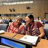 Juana Sales Morales y Alejandra García Ramírez, dos lideresas indígenas de Guatemala, durante el Foro Permanente de las Naciones Unidas para las Cuestiones Indígenas 2024.