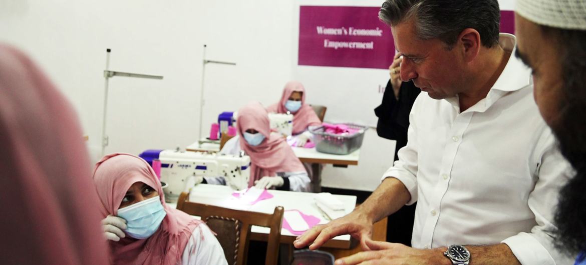 Tom Fletcher, the UN humanitarian meets women at an economic development programme in Afghanistan. Tom Fletcher, the UN humanitarian meets women at an economic development programme in Afghanistan.
