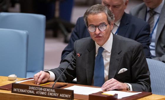 Rafael Mariano Grossi, Director General of the International Atomic Energy Agency (IAEA), briefs members of the UN Security Council on protecting the Zaporizhzhia nuclear power plant in Ukraine.