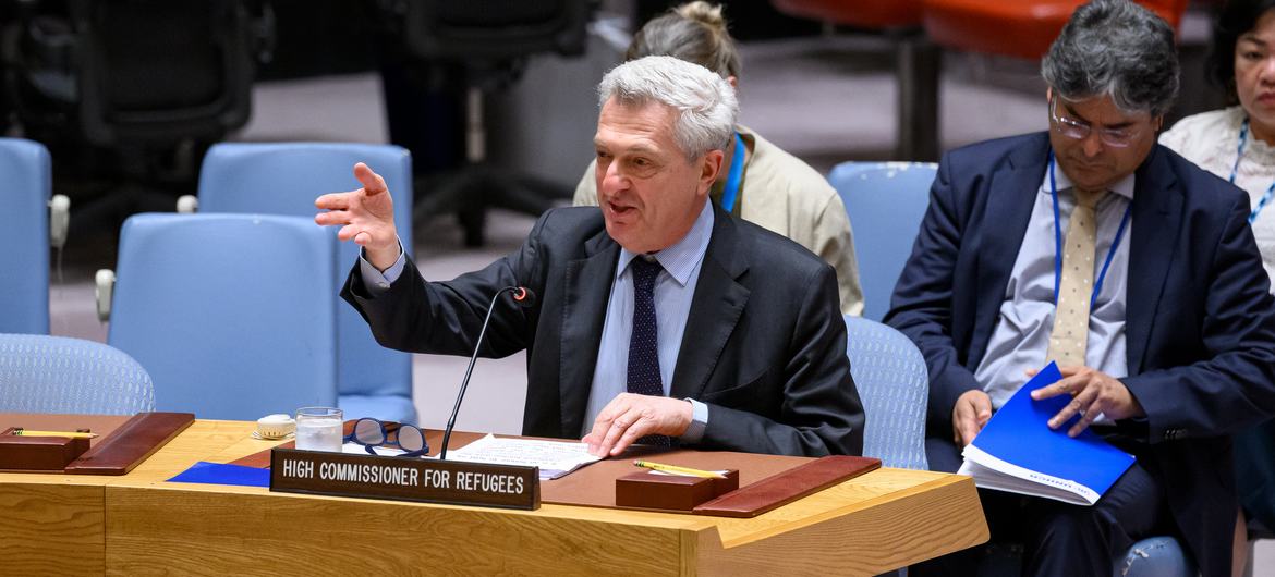 فيليبو غراندي المفوض السامي للأمم المتحدة لشؤون اللاجئين يتحدث أمام مجلس الأمن الدولي.