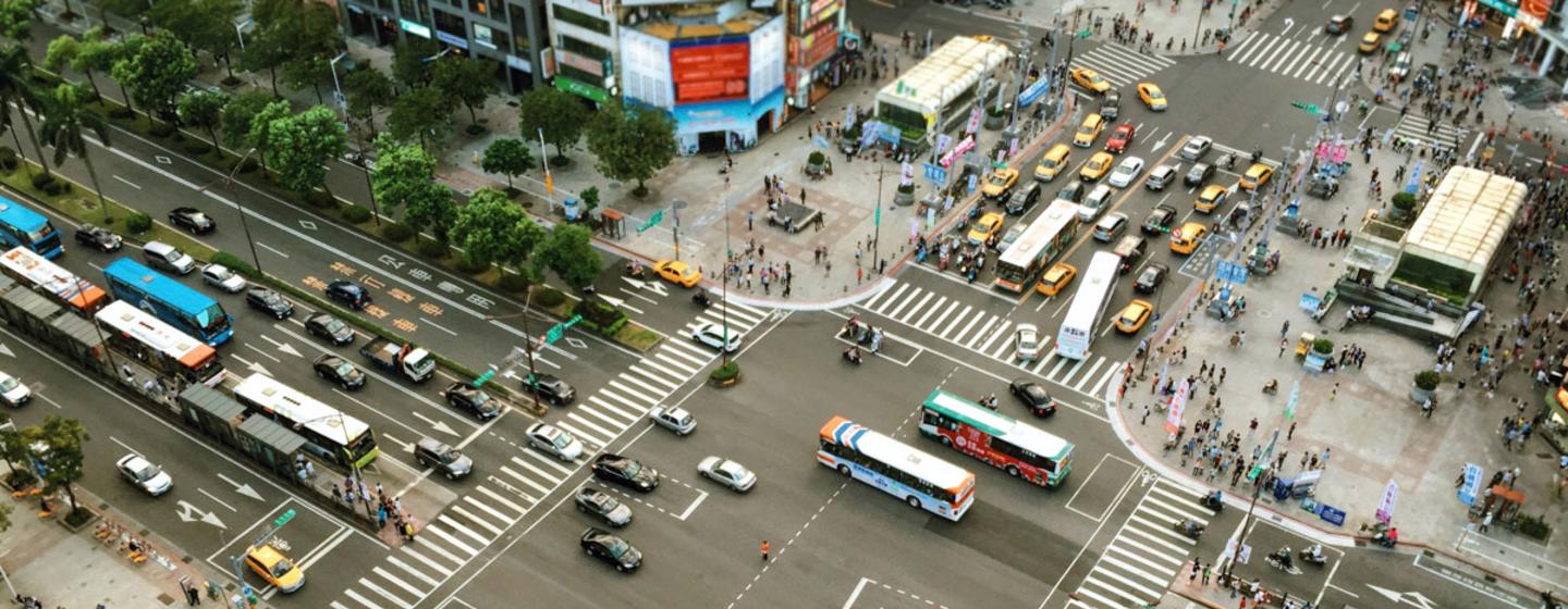 A busy road intersection.