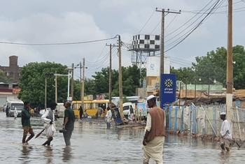 People affected by heavy rainfall and flooding in Kassala, eastern Sudan.