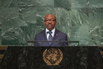 Ali Bongo Ondimba, Président de la République gabonaise, intervient lors du débat général de la 77e session de l'Assemblée générale.