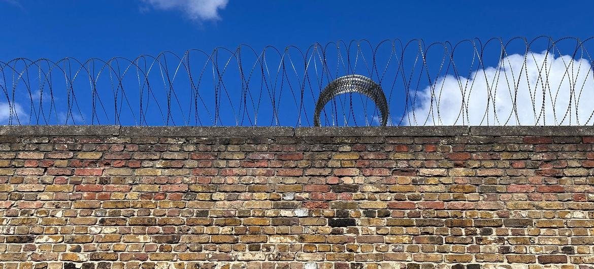 The rear wall of Wandsworth prison in London, UK.