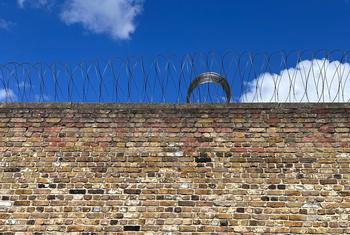 The rear wall of Wandsworth prison in London, UK.