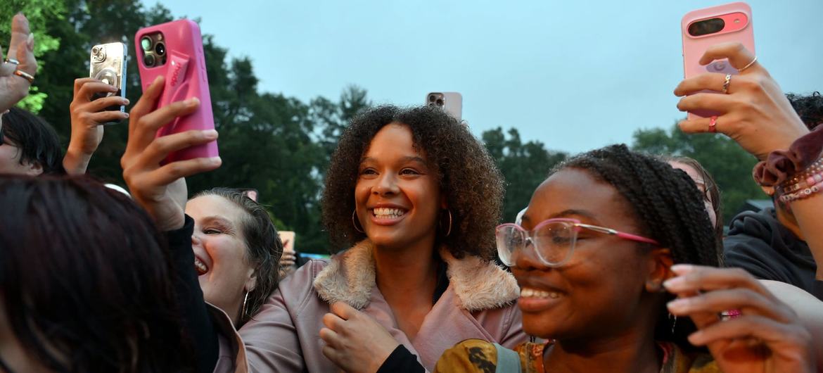 Young people attend the Global Citizen Festival in Central Park.