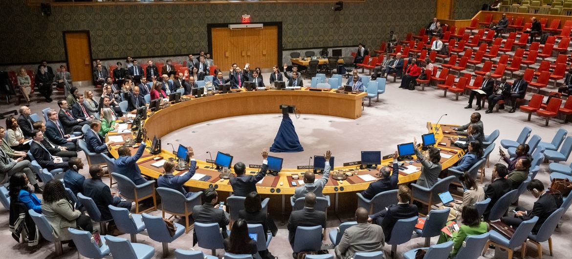 UN Security Council members vote and unanimously adopt resolution extending the mandate of the Multinational Security Support (MSS) mission in Haiti.