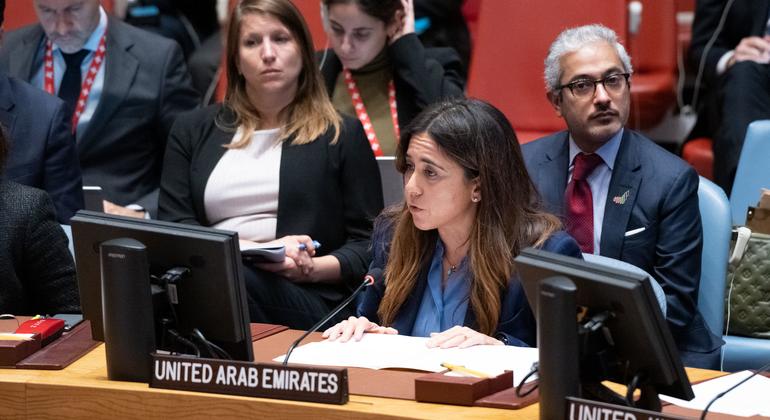 阿联酋常驻联合国代表努塞贝在安理会发言。