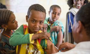 A boy receives a measles vaccine at a health centre in Ethiopia's Tigray region. (file)