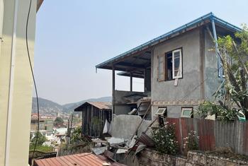 A house damaged by the earthquake in the Shan State of Myanmar.​