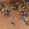 There has been a sharp rise in attacks against civilians in Burkina Faso. Pictured here, slippers outside a communal space at a camp for displaced persons.