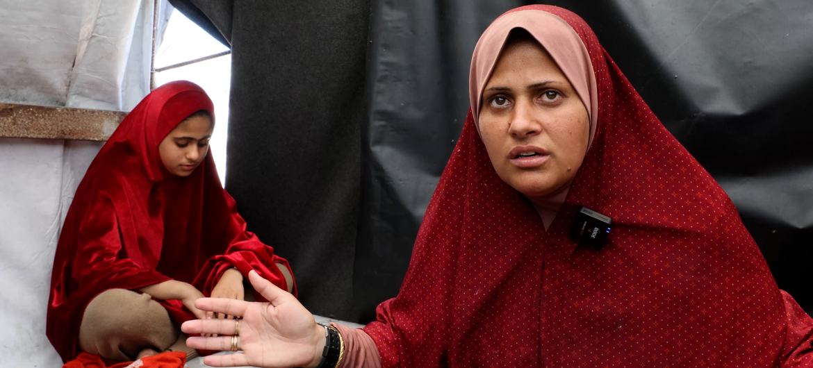 Zeinat Abu Asr describes the hardship her family is facing in Gaza. Zeinat Abu Asr describes the hardship her family is facing in Gaza.