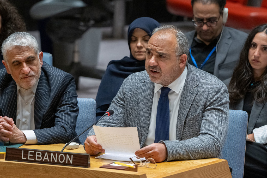 يلقي السفير اللبناني هادي هاشم كلمة أمام مجلس الأمن الأمم المتحدة حول الوضع في الشرق الأوسط، بما في ذلك القضية الفلسطينية.