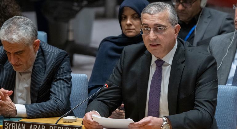 叙利亚大使兼常驻代表库赛•阿勒达哈克在安全理事会会议上就中东局势，包括巴勒斯坦问题发言。
