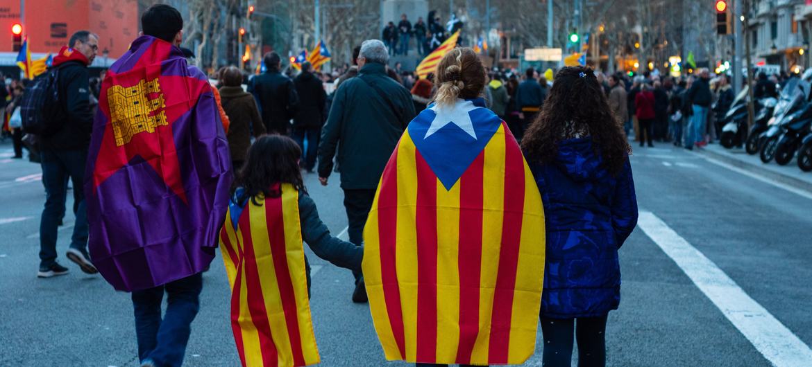 Celebración del Día de Cataluña en Barcelona (España).