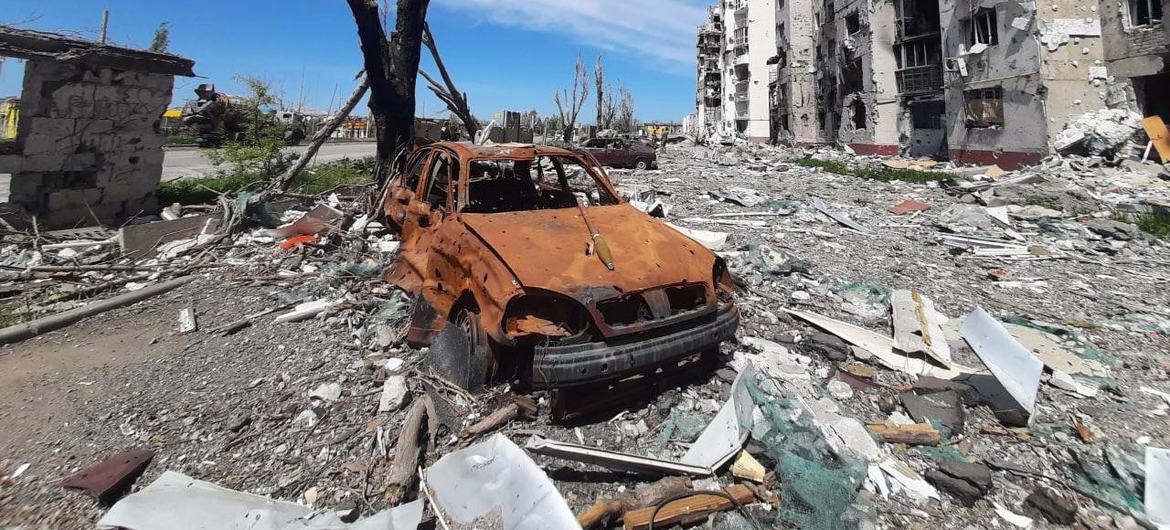 乌克兰南部港口城市马里乌波尔在俄罗斯数月的轰炸后满目疮痍，最终被俄罗斯军队占领。 