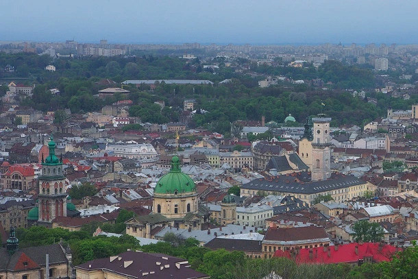 Le centre de la ville ukrainienne de Lviv.