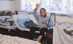 Baba Nina, at the Mezhova transit centre after her evacuation from the conflict zone in the Donetsk region.