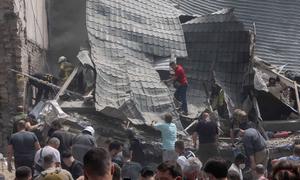Secuelas de un ataque con misiles en Kiev (archivo).
