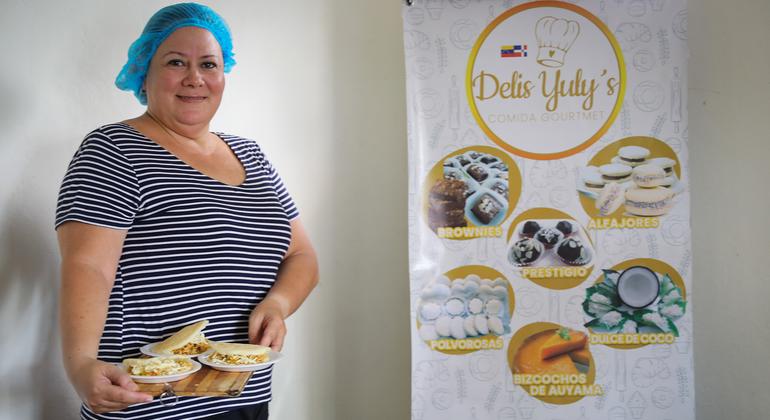 Yuli Gorrin, emprendedora venezolana que vende arepas y otras pastas tradicionales.