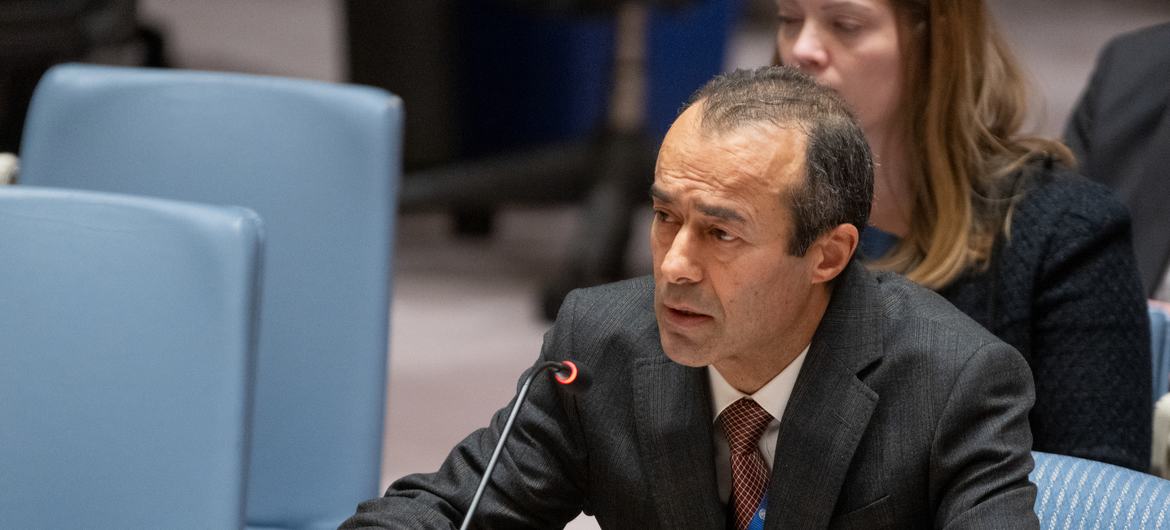 Mohamed Khaled Khiari addresses the Security Council meeting on Non-proliferation and Democratic People's Republic of Korea (file photo)