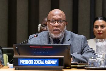 Dennis Francis, President of the 78th session of the General Assembly, briefs Member States on his priorities for 2024.