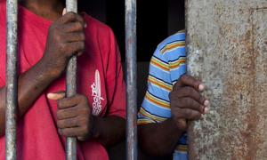 Detainees in a Haitian prison