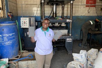 Nzambi Matee is a materials engineer from Kenya and head of Gjenge Makers, which produces sustainable low-cost construction materials made of recycled plastic waste and sand. 