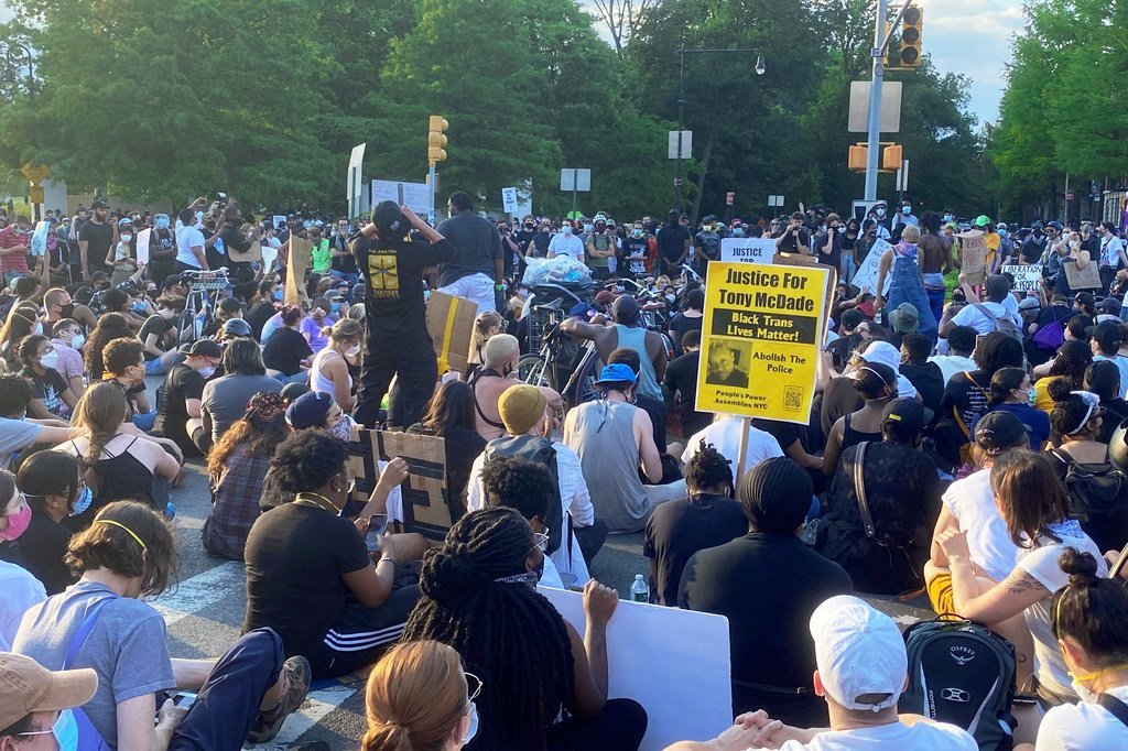 Protesters in Brooklyn, New York, peacefully demonstrate about racial injustice.