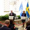 مؤتمر صحفي للأمين العام للأمم المتحدة أنطونيو غوتيريش ورئيسة وزراء السويد مجدالينا أندرسون.