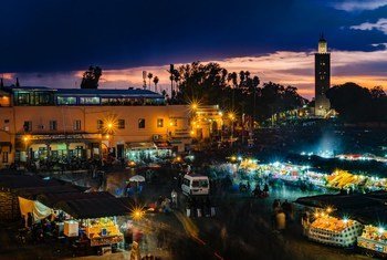 السوق القديم في مراكش، المغرب.
