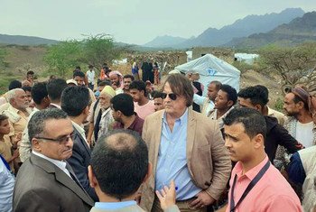 UN Resident and Humanitarian Coordinator for Yemen, David Gressly (centre) is pictured on a four-day mission to Yemen.