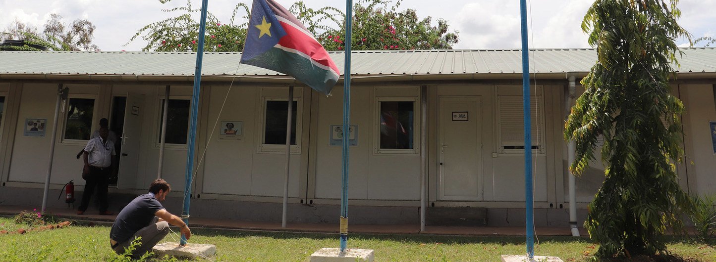 Flags remain at half-mast outside IOM South Sudan’s office in Juba