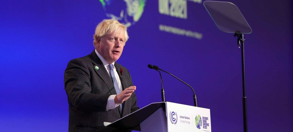 Премьер-министр Великобритании Борис Джонсон на открытии Конференции ООН по климату (КС-26). 