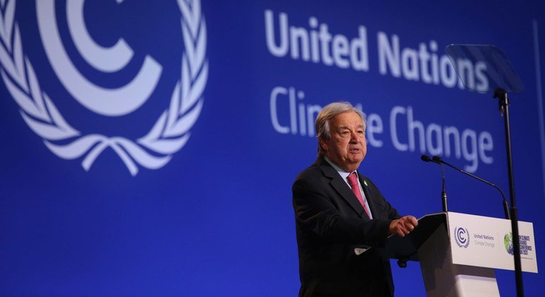 UN Secretary-General António Guterres addressing  the opening of the COP26 Climate Change Conference in Glasgow, Scotland, on Monday