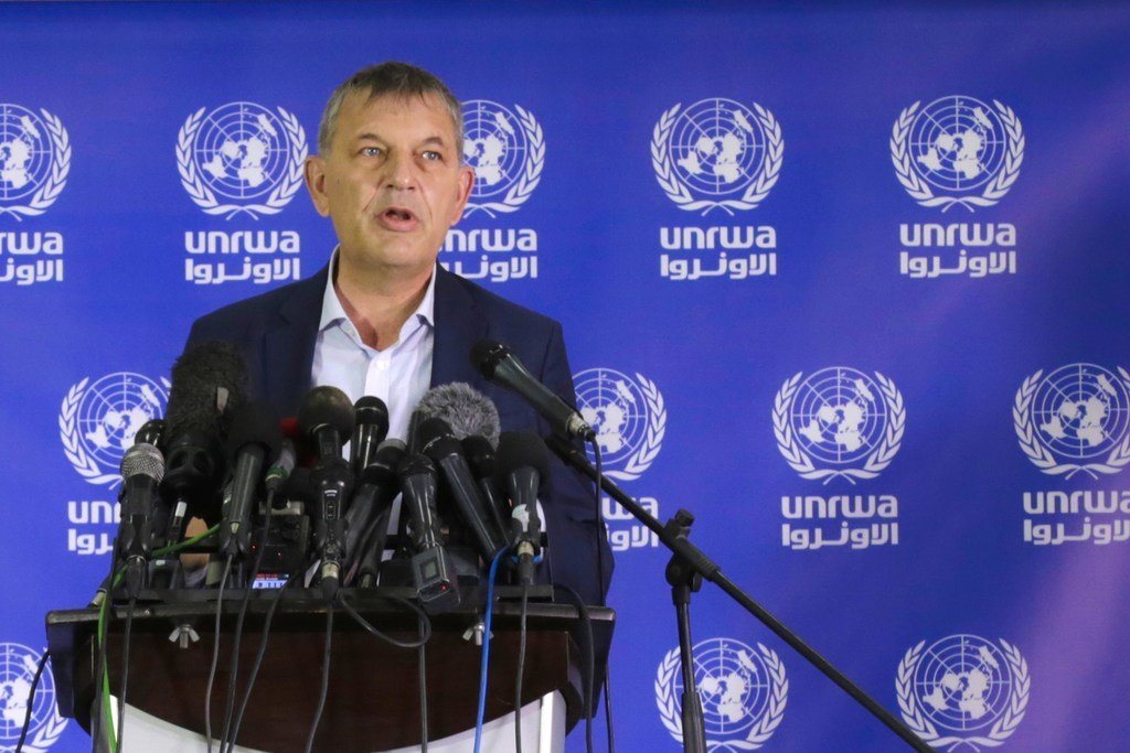 المفوض العام للأونروا، فيليب لازاريني خلال مؤتمر صحفي في غزة