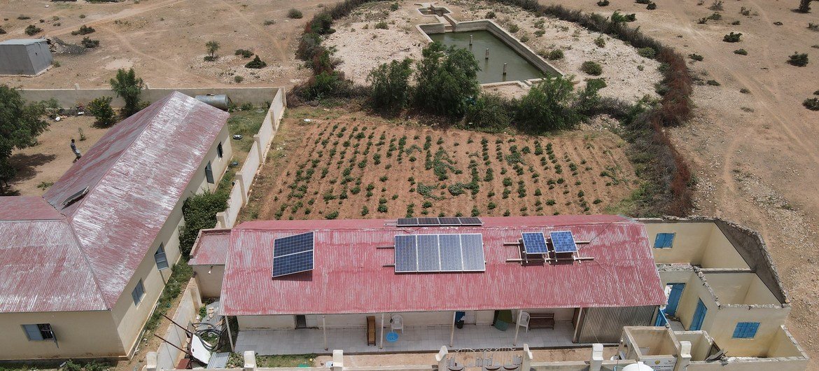 Aerial changeable  of Caramadow Town, Somalia.